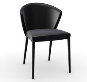 Calligaris Jídelní židle Amélie, pravá kůže, CS1442-LH Podnoží: pravá kůže Black (černá)¨, Sedák: Pravá kůže měkká - Black (černá)
