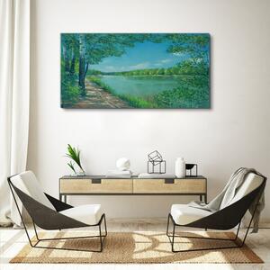 Obraz na plátně Obraz na plátně Malba řeka las příroda