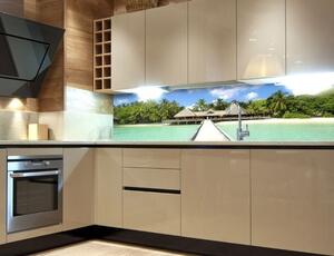 DIMEX | Fototapeta do kuchyně Molo KI-180-035 | 180 x 60 cm | zelená, modrá, šedá