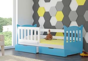 Dětská postel Lekra, bílá/modrá + matrace ZDARMA!