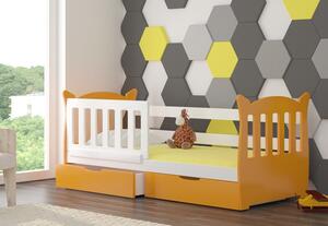 Dětská postel Lekra, bílá/oranžová + matrace ZDARMA!