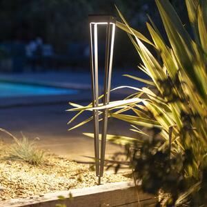 Les Jardins LED solární svítilna Tinka, šedá, 90 cm, zemní hrot, stmívatelný, Hliník / šedá / zinek, Hliník, Venkovní bodové svítidlo / zabodnuté do země