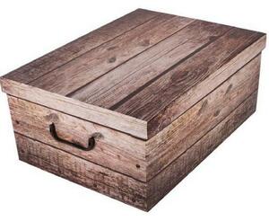 Úložný box s víkem Wood, šedá, 51 x 37 x 24 cm