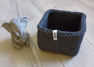 Háčkovaný košík 15x15cm čtverec Barva: Antracit