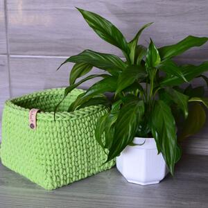 Háčkovaný košík 15x15cm čtverec Barva: Zelená