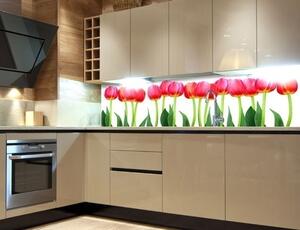 DIMEX | Fototapeta do kuchyně Tulipány KI-180-058 | 180 x 60 cm | zelená, červená