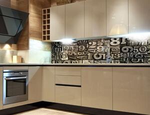 DIMEX | Fototapeta do kuchyně Číslice KI-180-077 | 180 x 60 cm | béžová, černá, šedá