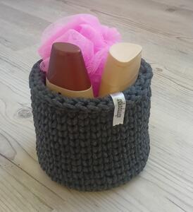 Háčkovaný košík kulatý 15cm Barva: Antracit