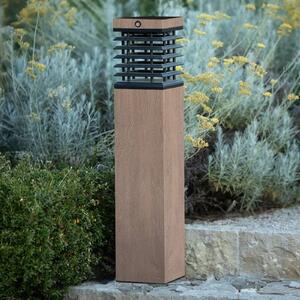 Les Jardins LED solární světlo na cestu Tekura, šedá, dřevo, 75 cm, stmívatelný, Tmavé dřevo, Dřevo, Venkovní patník / osvětlení cesty