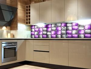 DIMEX | Fototapeta do kuchyně Kovové kachličky KI-180-078 | 180 x 60 cm | fialová, metalická, šedá