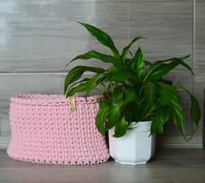 Háčkovaný košík ovál 24x12cm Barva: Růžová