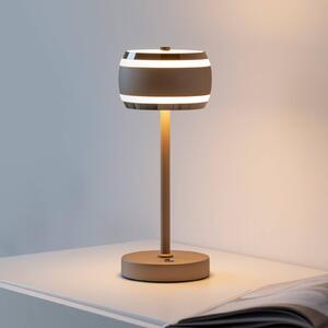 PURE Akumulátorová stolní lampa Falling Rings, bronzová/DARK chrom,, stmívatelný, Bronz / starožitná mosaz, Ložnice, Hliník, Moderní