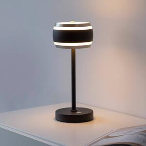 PURE Akumulátorová stolní lampa Falling Rings, černá perla/diamant,, stmívatelný, Černá, Ložnice, Hliník, Moderní