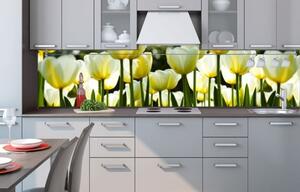 KI-260-009 Fototapeta do kuchyně Bílé tulipány | 260 x 60 cm