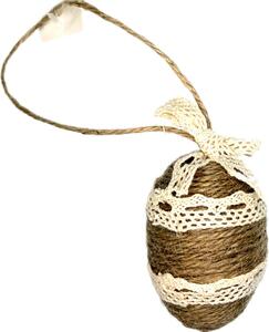 Přírodní závěsné vajíčko 6,5x4 cm rustic juta