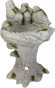 Pítko pro ptáčky magnesium, dekor strom kámen s třemi figurkami ptáčků 29x29x45 cm