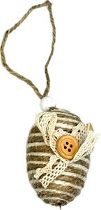 Přírodní závěsné vajíčko 6,5x4,5 cm rustic juta
