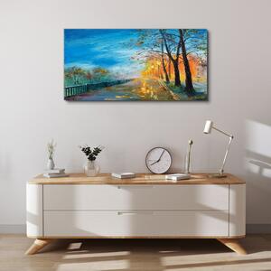 Obraz na plátně Obraz na plátně Malování stromů parku lampy
