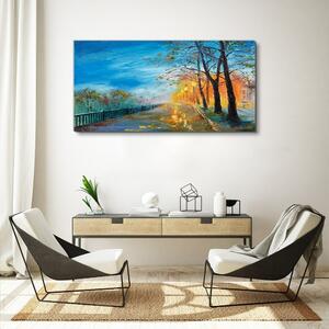 Obraz na plátně Obraz na plátně Malování stromů parku lampy