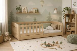 Dětská Montessori postel z masivu borovice BEN - 200x90 cm - PŘÍRODNÍ BOROVICE
