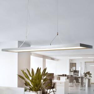 Arcchio Závěsné svítidlo LED Dorean, stříbrná, kov, 120 cm, stmívatelný, Hliník / šedá / zinek, Pracovna / kancelář, kov, Moderní