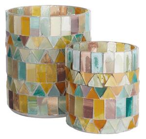 IKAT Svícen na čajovou svíčku mozaika 9 cm - mix barev