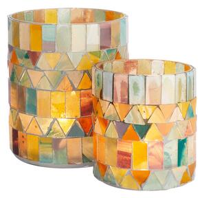 IKAT Svícen na čajovou svíčku mozaika 9 cm - mix barev