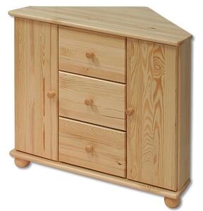 KD133 dřevěná rohová komoda z masivní borovice Drewmax (Kvalitní nábytek z borovicového masivu)
