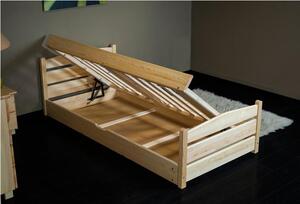 Drewmax LK144 90x200 cm - Dřevěná postel masiv jednolůžko (Kvalitní borovicová postel z masivu)