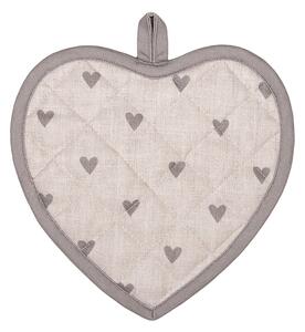 Šedo-bílá bavlněná chňapka / podložka pod hrnec se srdíčky Love It – 20x20 cm