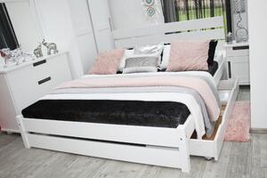 Manželská postel z masivu Carpet, 160x200cm, bílá