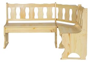 Drewmax NR102 - Dřevěná rohová lavice masiv borovice set (Kvalitní borovicová rohová lavice z masivu)
