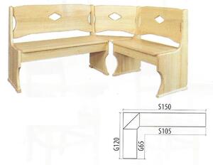 Drewmax NR104 - Dřevěná rohová lavice masiv borovice set (Kvalitní borovicová rohová lavice z masivu)