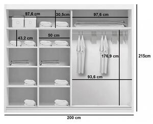 Šatní skříň Ska A15 Barva korpusu: Dub - sonoma, Rozměry: 100 cm, Dveře: Bílé