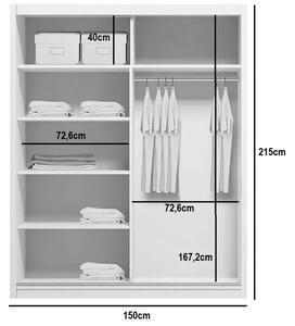 Šatní skříň Ska A21 Barva korpusu: Dub - sonoma, Rozměry: 125 cm, Dveře: Bílé