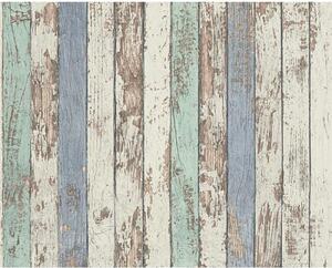 A.S. Création | Vliesová tapeta na zeď Best of Wood & Stone 95914-1 | 0,53 x 10,05 m | zelená, modrá, béžová, hnědá