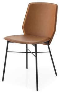 Connubia Jídelní židle Sibilla, kov, regenerovaná kůže, CB1959 Podnoží: Matný černý lak (kov), Sedák: Regenerovaná kůže - Grey (šedá)