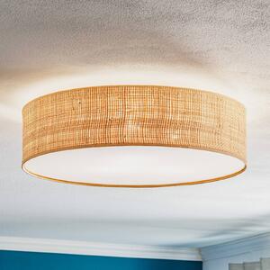 Eko-Light Stropní světlo Leano, světlé dřevo, ratan, Ø 50 cm, stmívatelný, Světlé dřevo, Obývací pokoj / jídelna, Dřevo