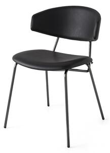 Calligaris Jídelní židle Sophia, kov, pravá kůže, CS1890-LH Podnoží: Matný černý lak (kov), Sedák: Pravá kůže měkká - Black (černá)