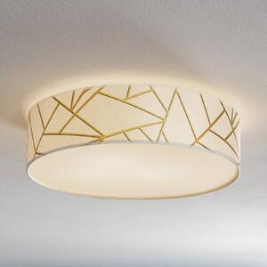 Eko-Light Stropní světlo Zulu bílé/zlaté kulaté, stmívatelný, Mosaz / zlato, Obývací pokoj / jídelna, Textil / tkanina / hedvábí, Moderní