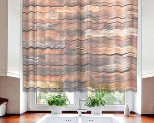 Hotové záclony do kuchyně - fotozáclony Dřevěná zeď | 140 x 120 cm | hnědá