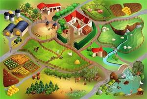 Vopi | Dětský koberec Farma, zelený