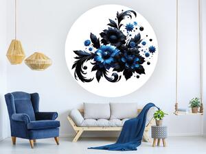 Modrý rostlinný dekor arch 75 x 75 cm