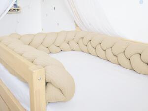 Vaflový mantinel pletený do copu ze 3 pramenů - Béžová, 200 cm (2 metry)