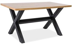 Černý jídelní stůl s dubovou deskou XAVIERO 150x90
