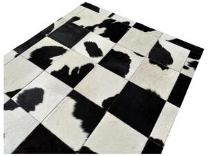 Kožený koberec Aros černobílý M