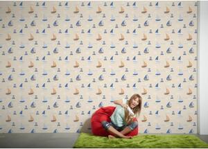 A.S. Création | Papírová tapeta na zeď Boys & Girls 93554-8 | 0,53 x 10,05 m | bílá, béžová, modrá, hnědá