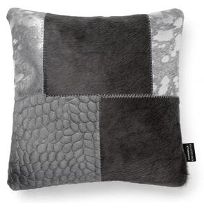 Skinnwille Home Collection Polštář z hovězí kůže Resty, stříbrno-šedý, 45x45 cm