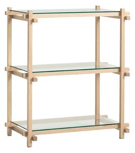 HAY Policový systém Woody Column Low, Oak / Clear Glass