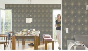 A.S. Création | Vliesová tapeta na zeď Spot 30553-1 | 0,53 x 10,05 m | černá, zlatá